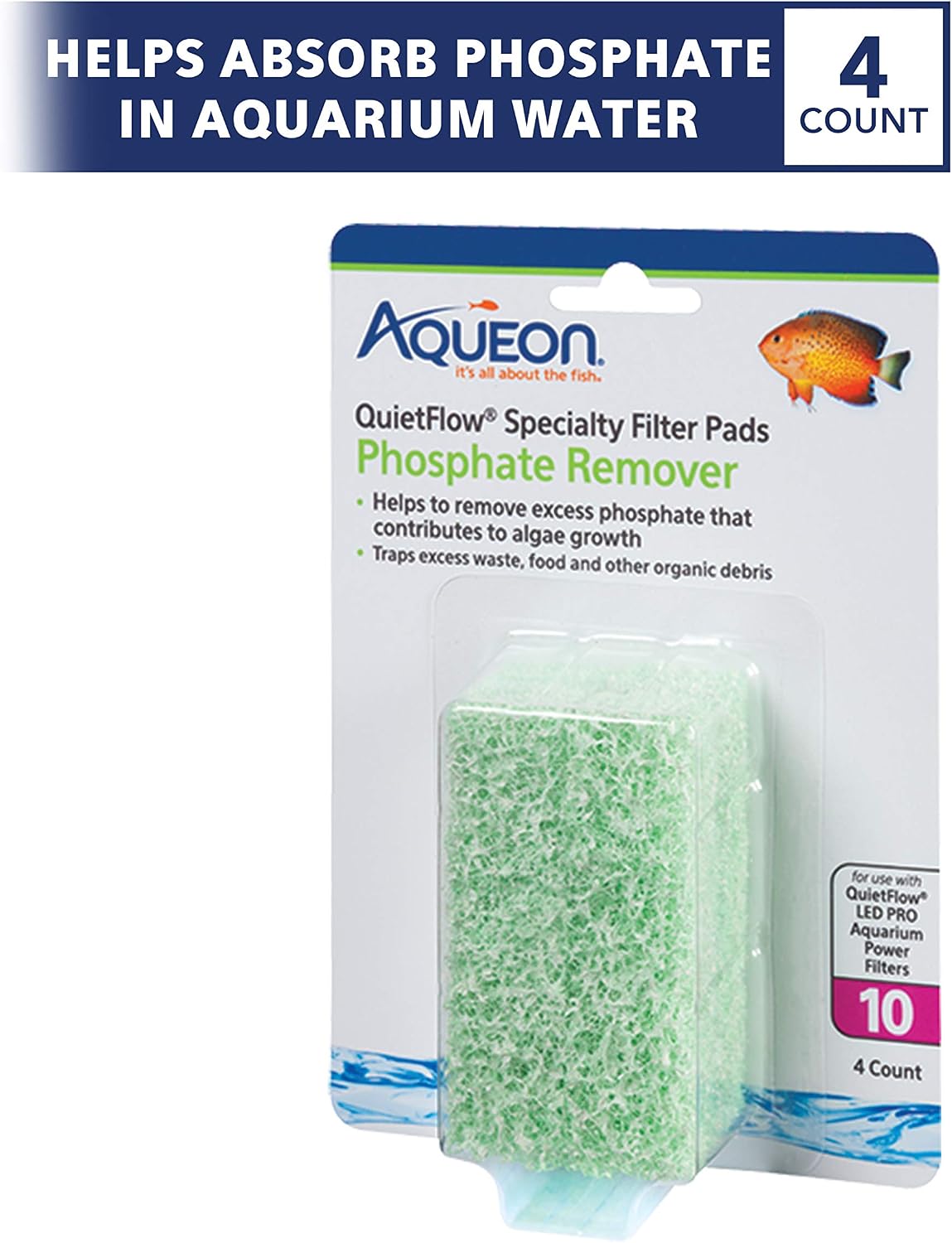 Aqueon QuietFlow LED PRO Ammonia Reducer 4 Count Filter Pads - For Model 10 / Phosphate - image 2