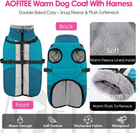 Large Dog Coat Waterproof Dog Winter Jacket with Harness TurquoiseL – Essentials for Dogs - PineGreen / XX-Large - image 2