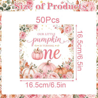 Yoyuspy 50 pink pumpkin baby shower napkins in gingham and polka dot prints - view 33