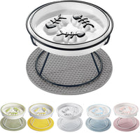 Ceramic Elevated Slow Feeder Cat Bowl, Anti Vomit - Black