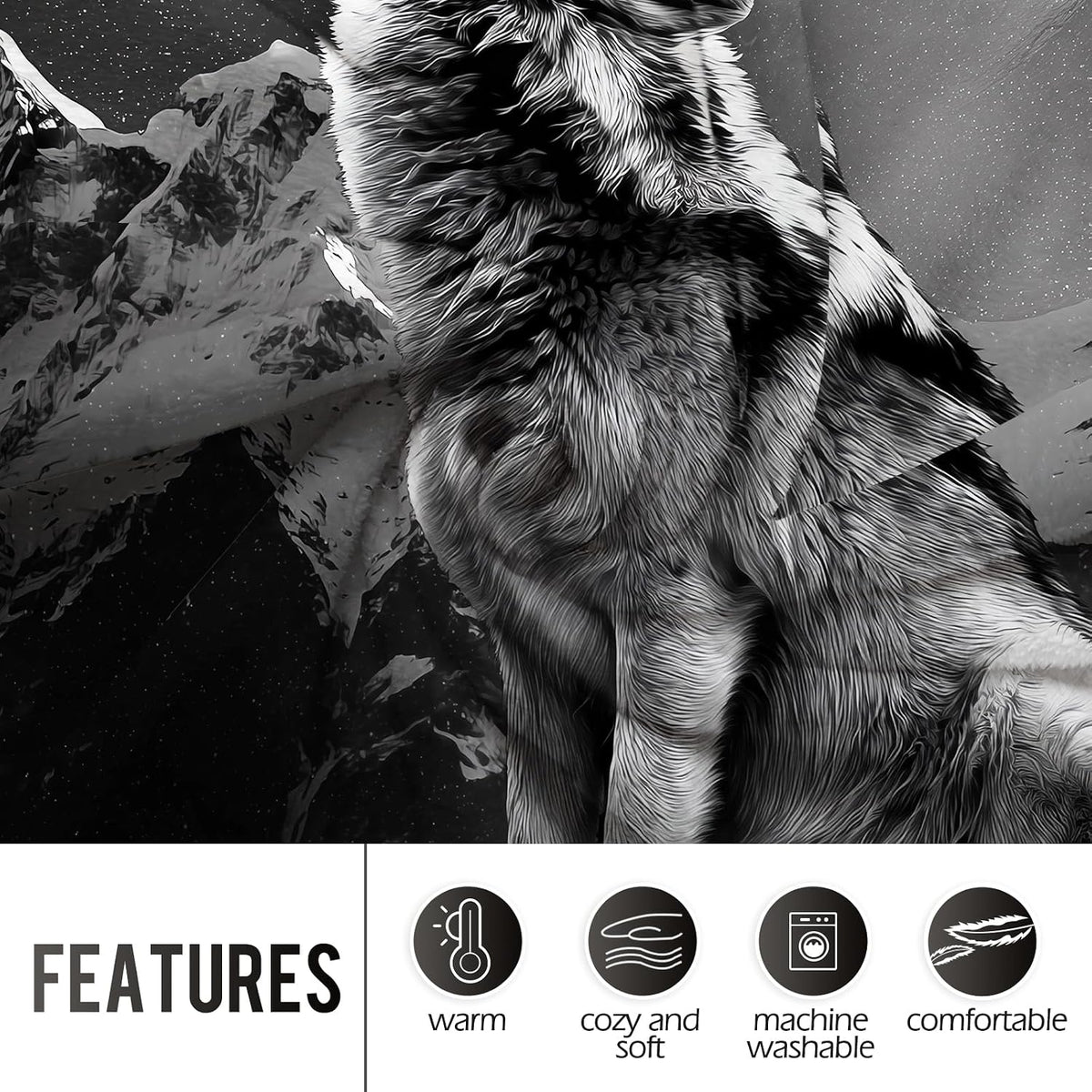 Levens Black Cat Blanket, Cozy Cats Blankets for Cat Lovers 60"x50" Soft Plush Black Cats Gifts - Howling Wolf Blanket Black / 50"x60" - image 3