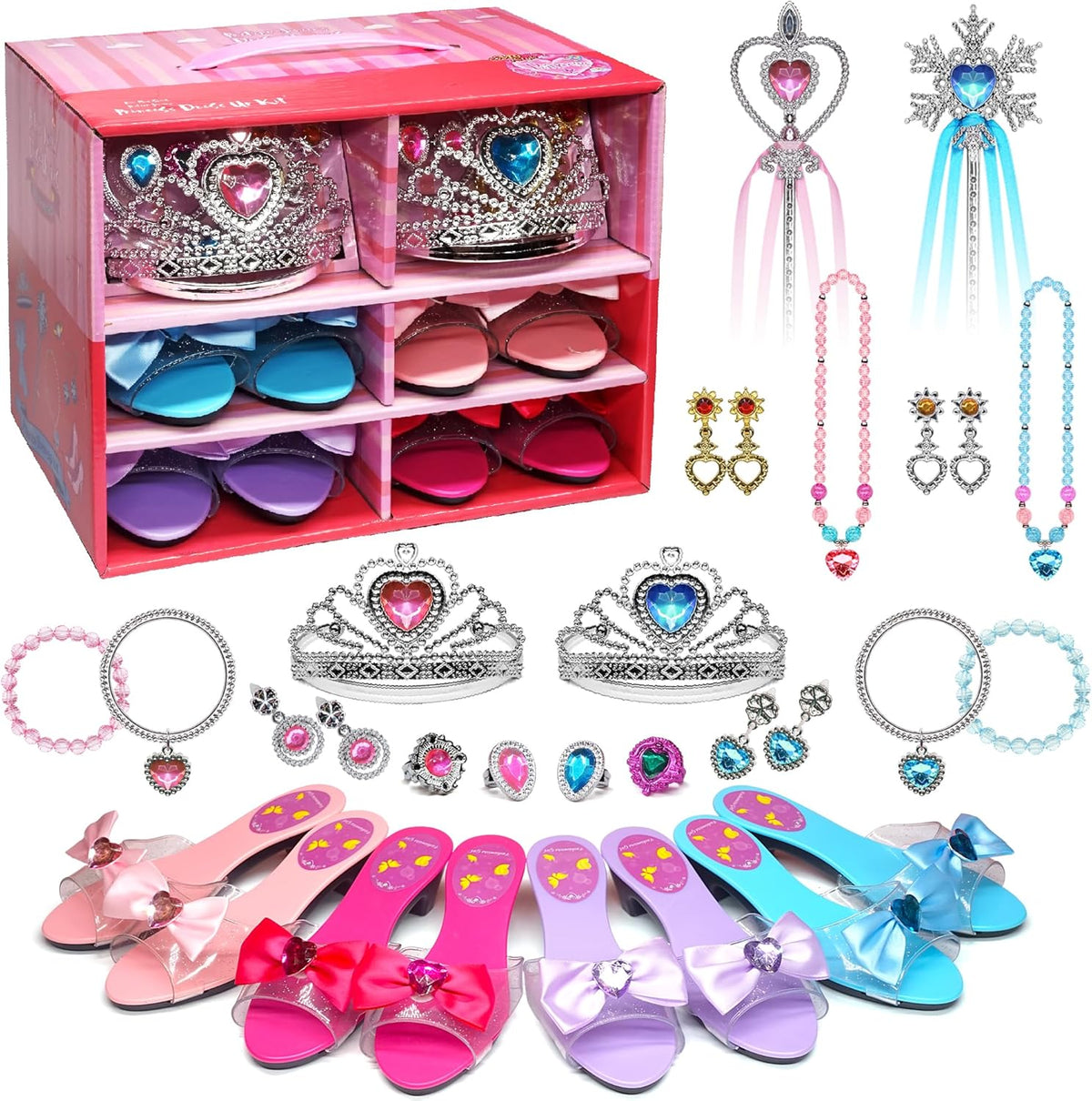 Mrabbitoo princess dress up set with tulle skirts, play heels, crowns and jewelry - view 2