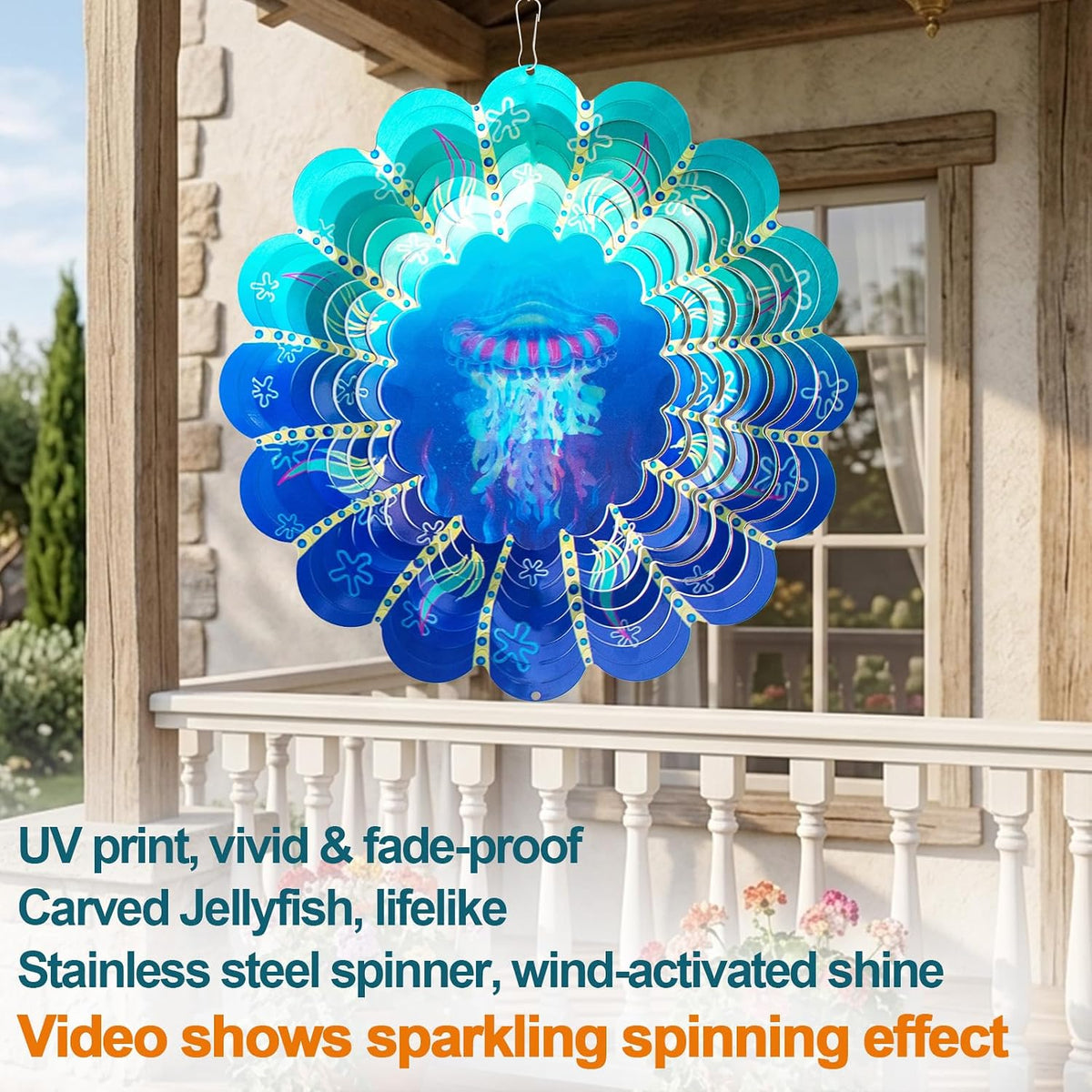 Rooster Metal Wind Spinners - Vivid Jellyfish / 12 Inch - image 2