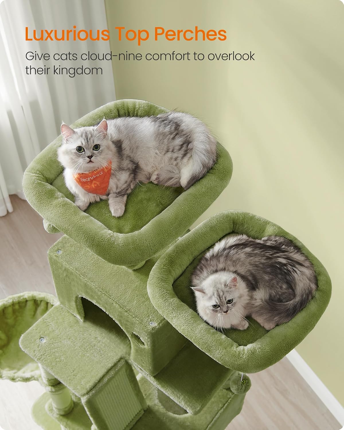 Feandrea Cat Tree, Multi-Level Condo - Green / XXL (23.6"L x 19.7"W x 81.1"H) - image 4