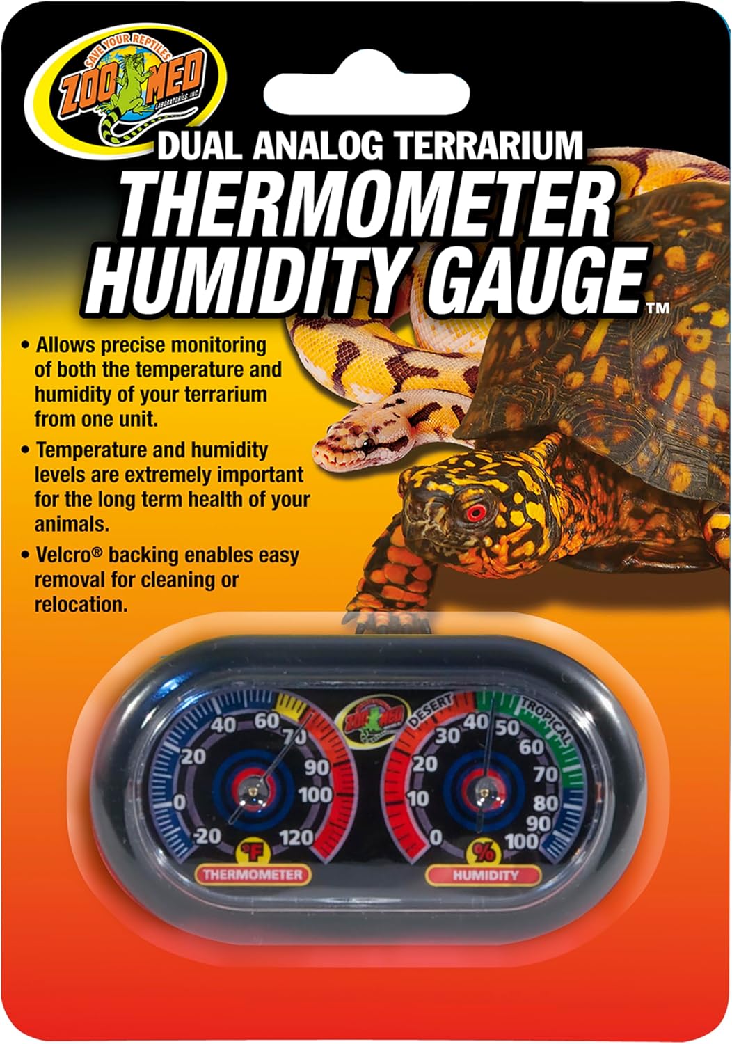 Zoo Med Economy Analog Dual Thermometer and Humidity Gauge