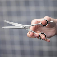 Tweezerman 7" Pet Grooming Scissors with Safety Round Tips, Professional Curved Grooming Shears for Dogs and Cats