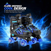 Kuxuan Adjustable Roller Skates with Fun Illuminating Rollerskate - Flame Blue / Small - Little Kid(10C-13C) - image 3