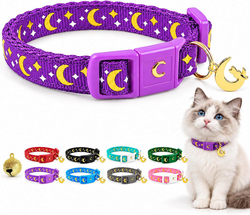 Breakaway Cat Collar with Bell for Kittens & Cats – Essentials for Cats - Purple / 9-15 Inch (Pack of 1)