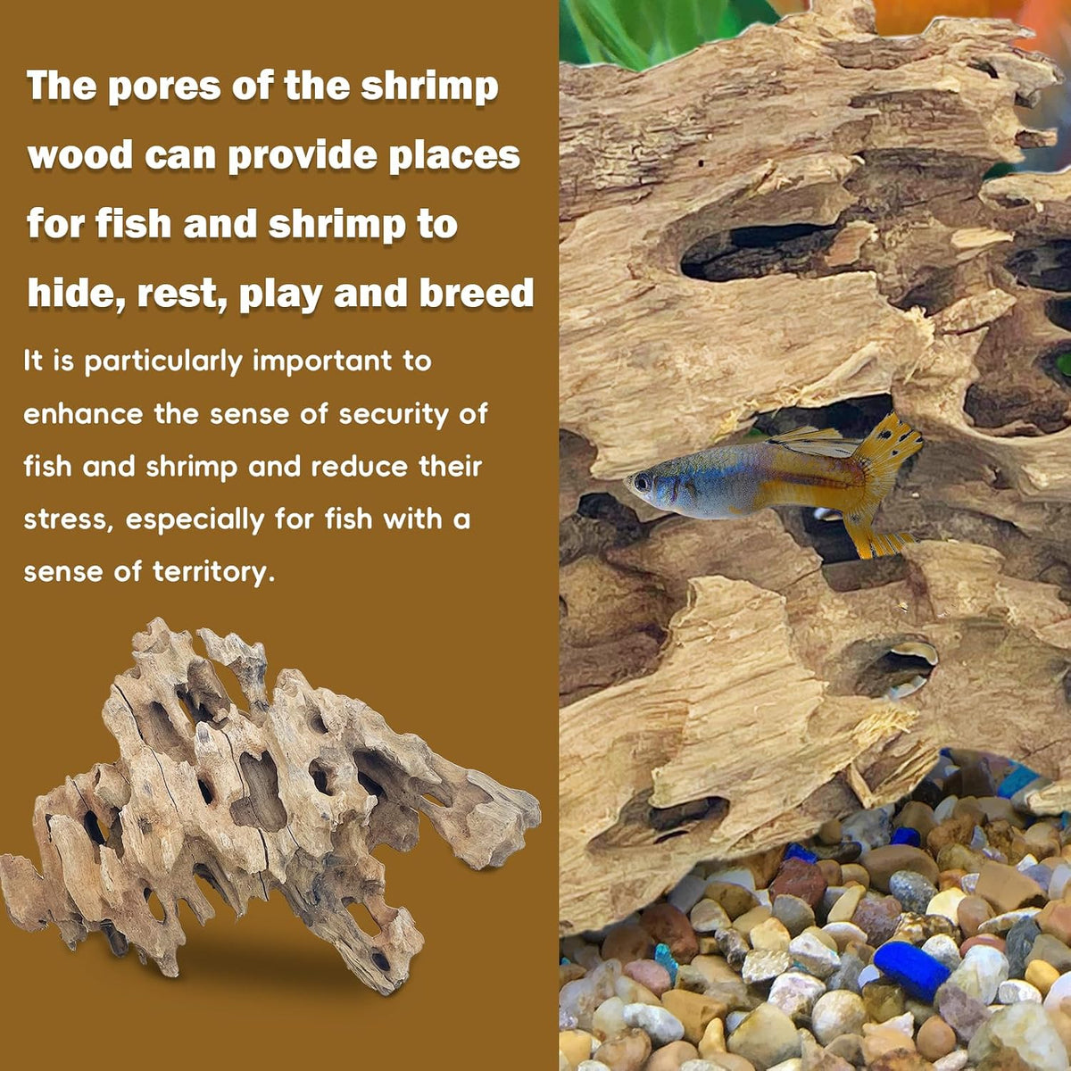 PINVNBY Natural Driftwood for Aquarium Decor Fish Tank Decorations - L:Honeycomb wood (7 - 11.5 inches/2 Pack) - image 3
