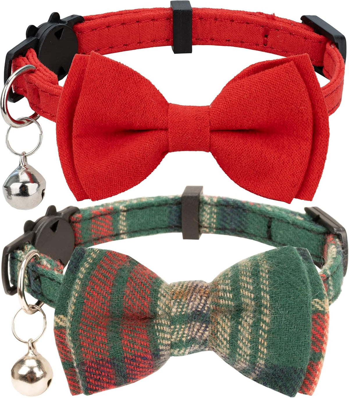 Collar for Cat Pet Breakaway with Bell Bowtie Detachable Bow - Christmas-A