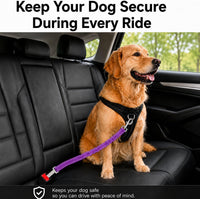 Dog Seat Belt 2Pcs, Retractable Pet Car Harness - Purple - image 2