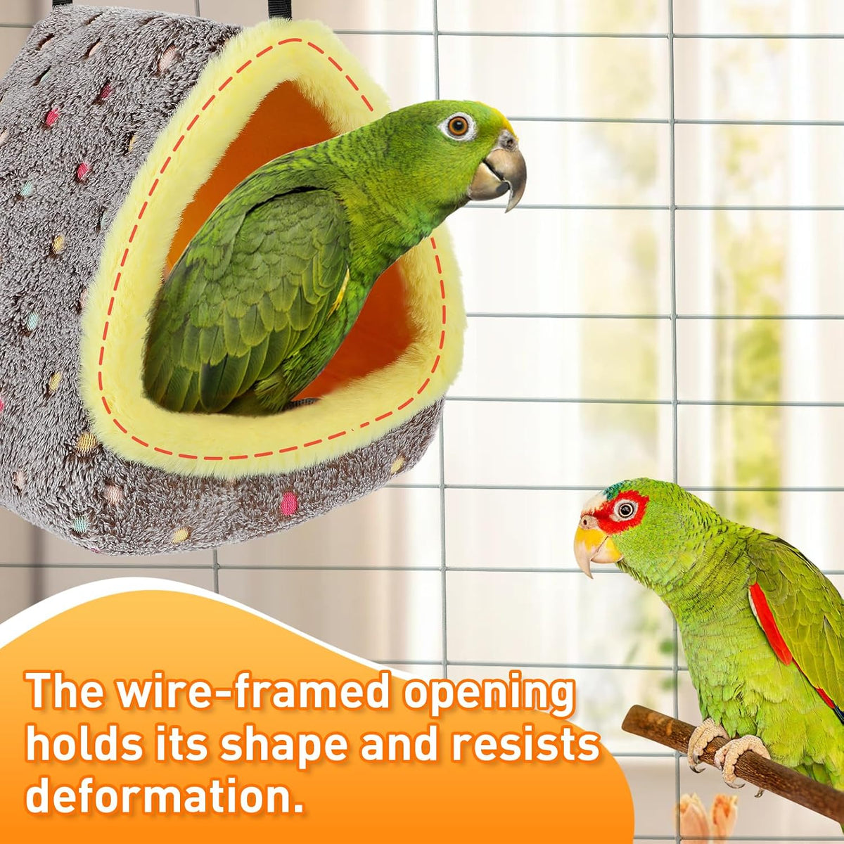 Medium Winter Warm Bird Nest House with Support Board for Cage – Essentials for Birds - Large - image 3