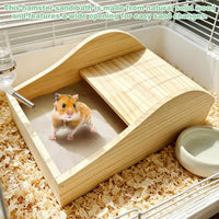 Extra Large Wood Hamster Sand Bath Box Small Animals Bathroom - With A Large Platform - image 4