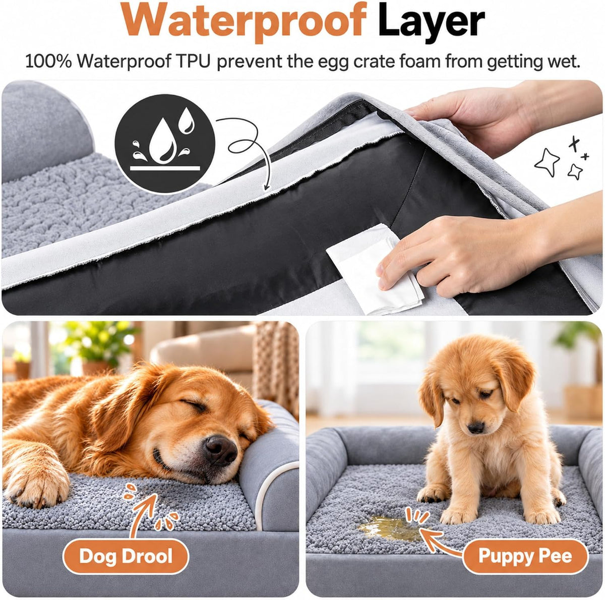 Orthopedic Dog Bed for Large Dogs - Light Grey / 36.0"L x 27.0"W x 6.5"Th - image 3