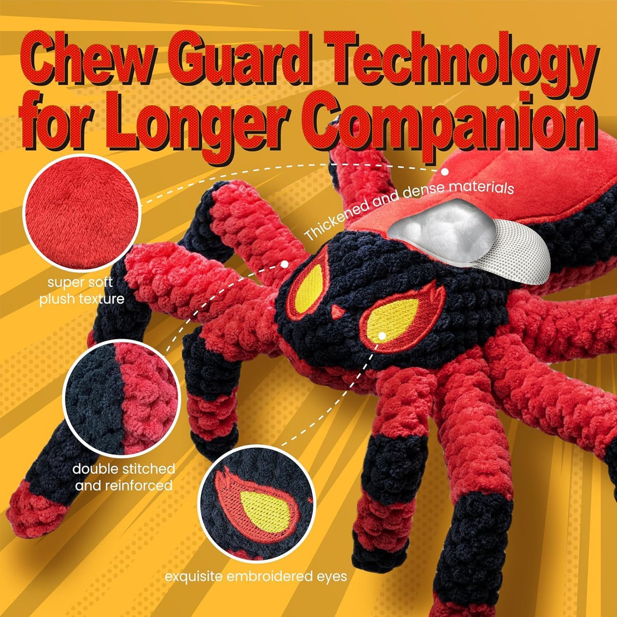 LEGEND SANDY Tough Dog Toys - 1 Pack Red Spider - image 2