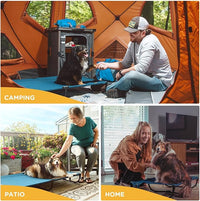 Daisy Cot, Medium Foldable Elevated Dog Bed, Portable Raised Outdoor Folding Dog Cot, Cooling, Chew Proof, Waterproof, Heavy Duty Up to 160 Lbs for Camping/Home, Dark Blue, 32"x 19"x6"
