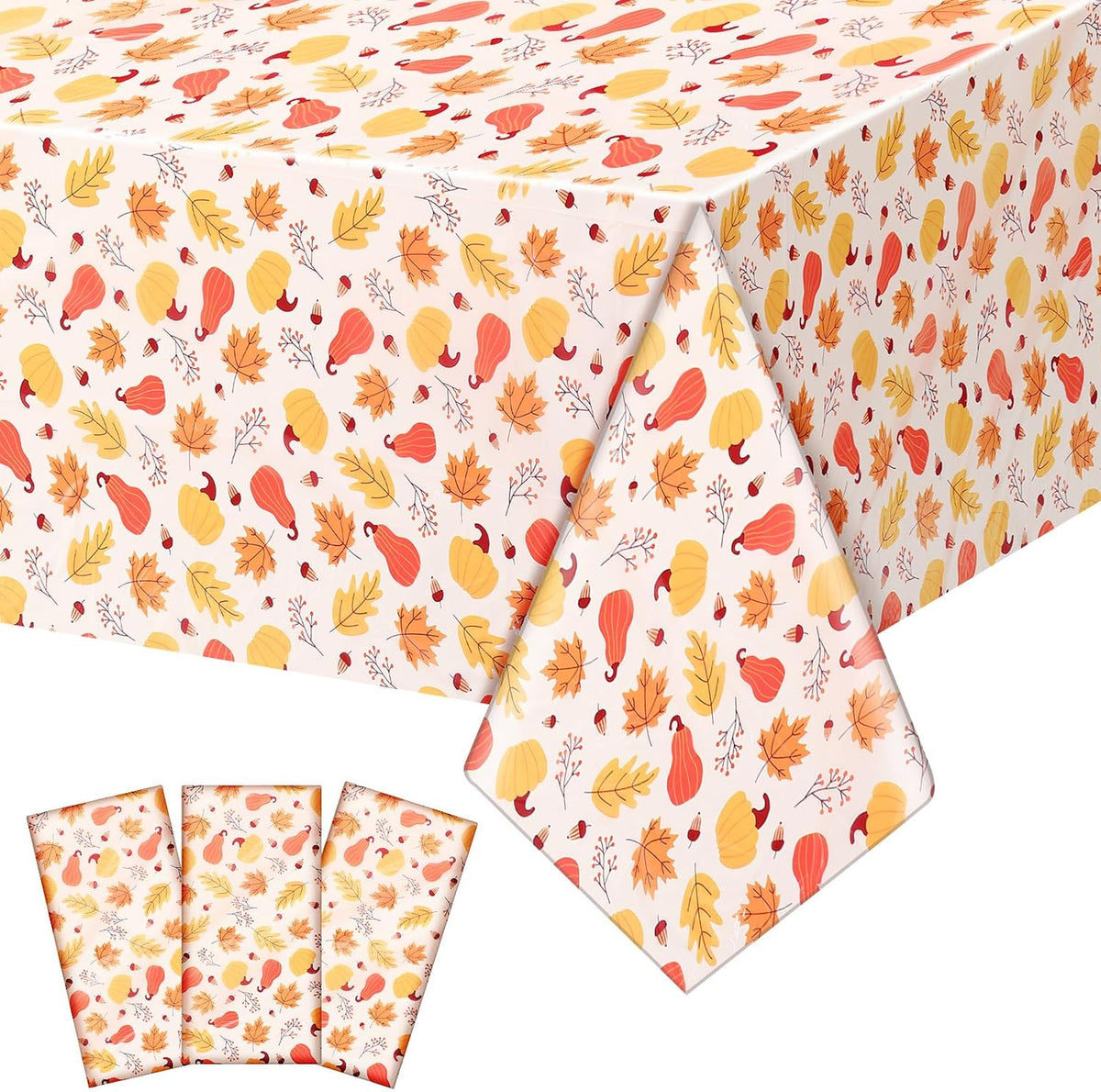 Newwiee 3 pack Halloween plastic tablecloths with candy corn print, 108 x 54 inches - view 4