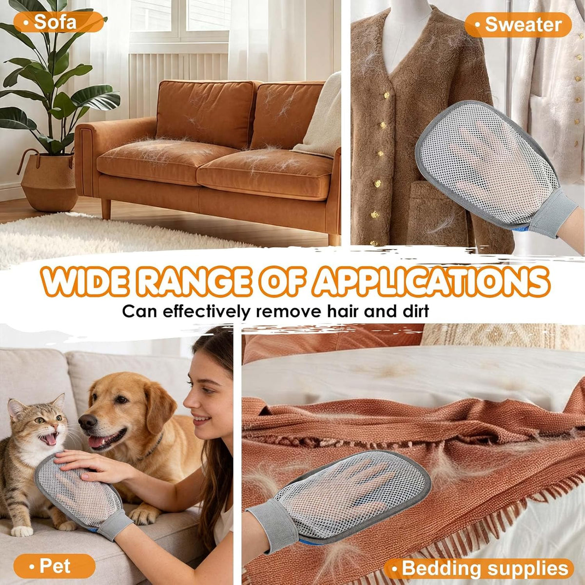 Huvamind reusable five-finger pet hair removal glove for dogs and cats - view 4