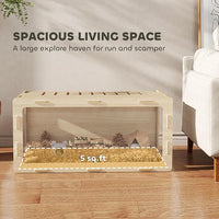 PawHut Hamster Cage with Easy View Acrylic Panels, Small Animal Cage with Air Vents & Openable Roof, Large Habitat for Dwarf, Gerbil, Guinea Pig, Rat, 39" x 20" x 18.5", Oak