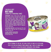 Weruva B.F.F. Play - Best Feline Friend Paté Lovers, Aw Yeah!, Chicken & Beef Best Buds with Chicken & Beef, 2.8oz Can (Pack of 12)