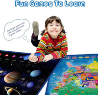 Qiaojoy bilingual talking USA map and solar system poster set with audio pen - view 8