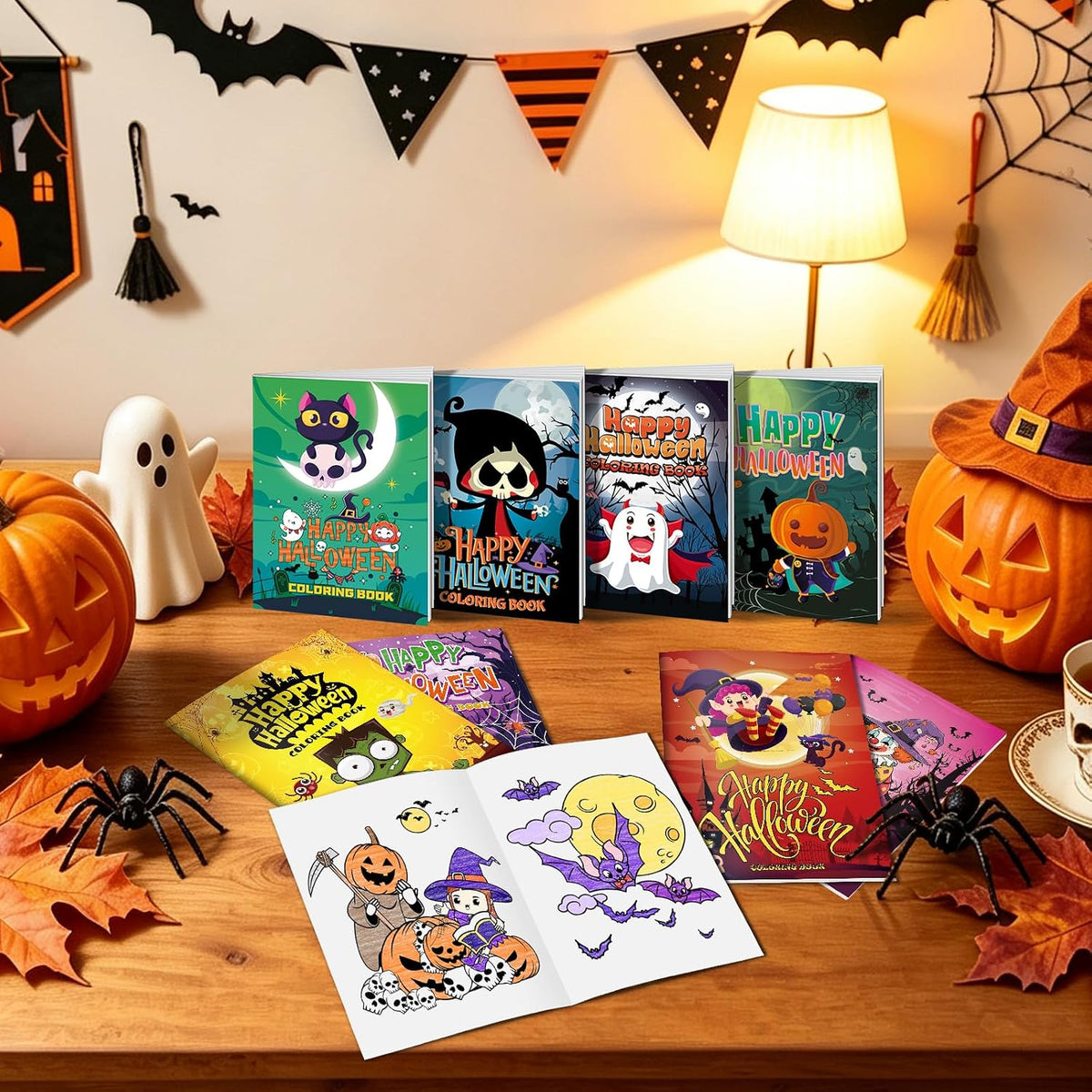 Elfew 24 pack mini Halloween coloring books for kids with pumpkin and ghost covers - view 16