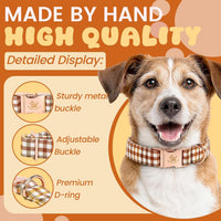 Elegant little tail Fall Dog Collar - Yellow Plaid / Medium (Pack of 1) - image 2