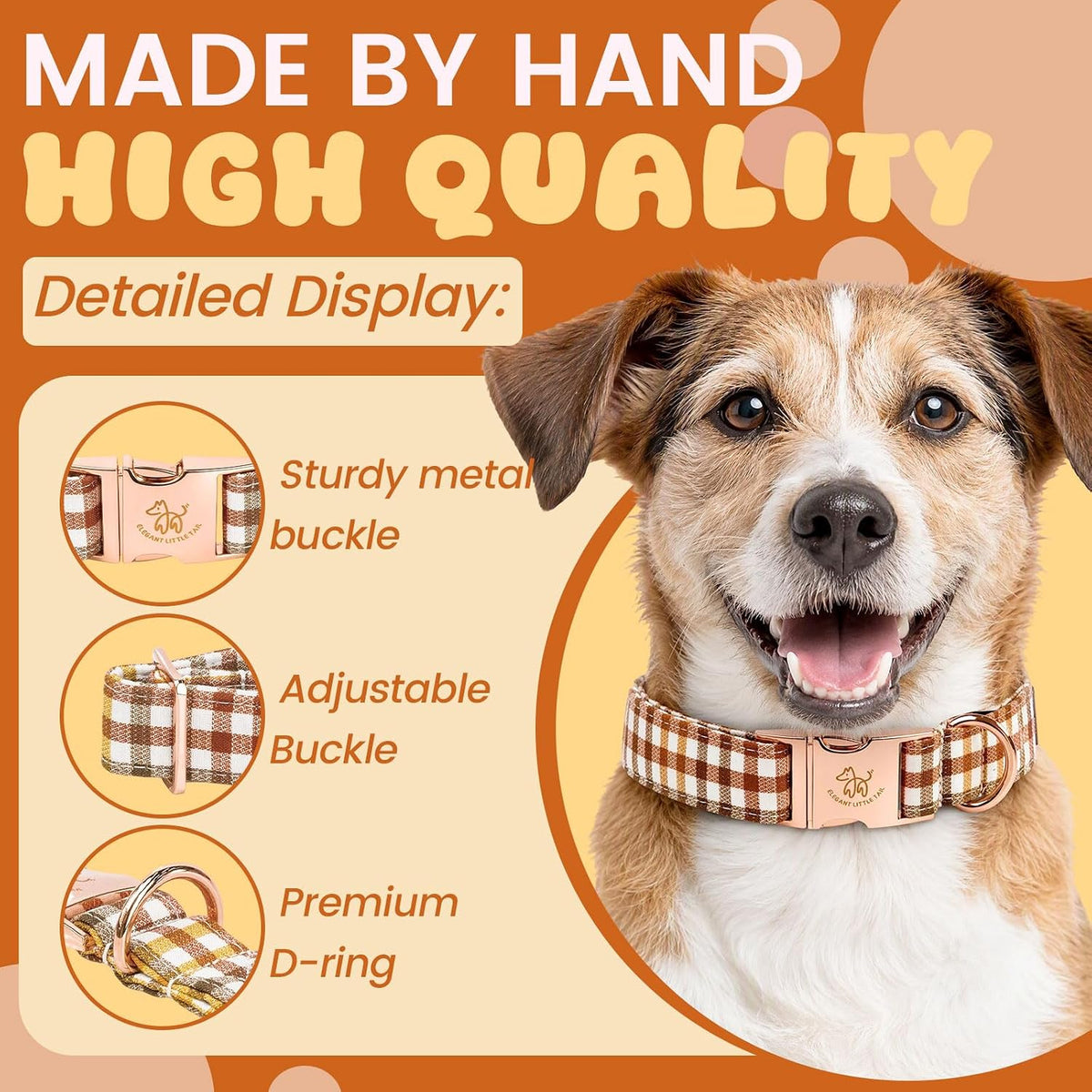 Elegant little tail Fall Dog Collar - Yellow Plaid / Medium (Pack of 1) - image 2