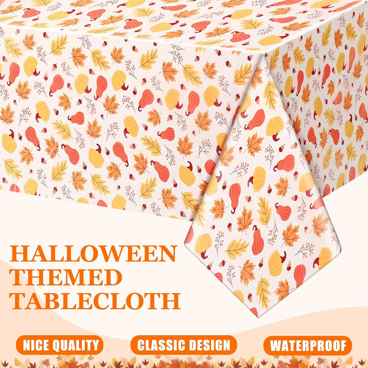 Newwiee 3 pack Halloween plastic tablecloths with candy corn print, 108 x 54 inches - view 21