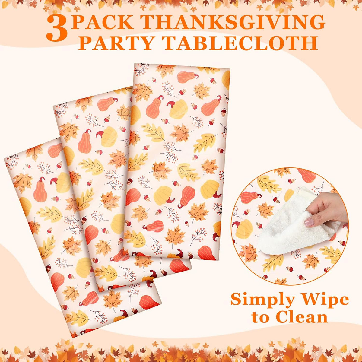 Newwiee 3 pack Halloween plastic tablecloths with candy corn print, 108 x 54 inches - view 22