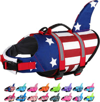 Dogcheer Dog Life Jacket, Cute Shark Dog Life Vest for Swimming Boating with Superior Buoyancy - USA flag / Large