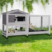 GUTINNEEN 2-Story Rabbit Hutch with Chew-Proof Full Metal Frame - Grey