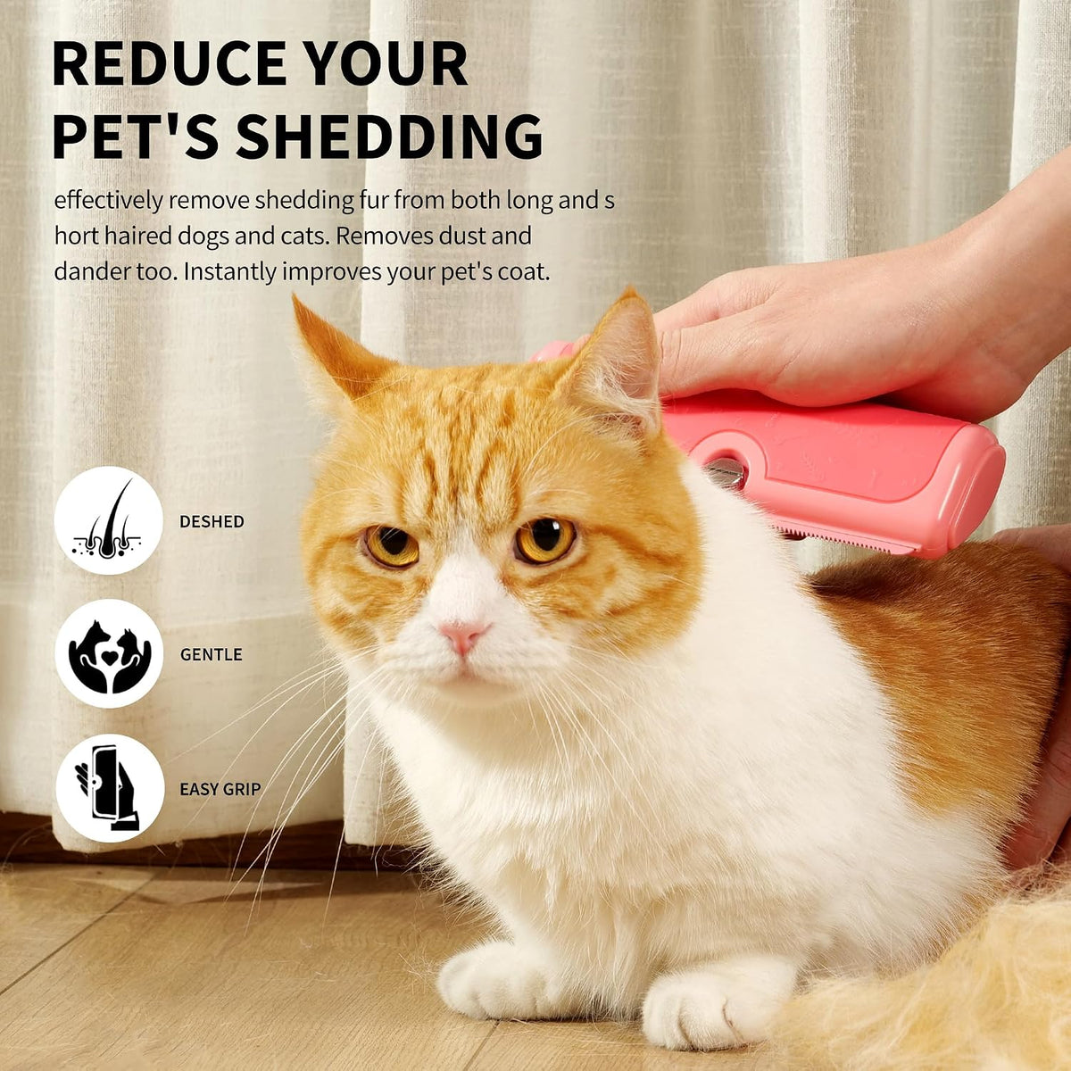 Deshedding Dog Brush for Short Hair - Pink - image 2