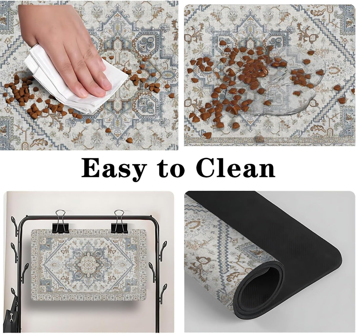 Dog Food Mat for Floors, Absorbent Pet Cat Food Bowl Mat - Bohemia 4 / 24"L x 16"W - image 4