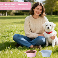 SLSON Collapsible Dog Bowl Silicone - Macaron Coral and Light Grey / Small - image 2