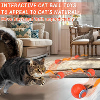 Interactive Cat Toy Ball - Automatic Interactive Cat Toys for Indoor Cats with 3 Tails, 2 Speeds - 2 Pack Orange - image 2