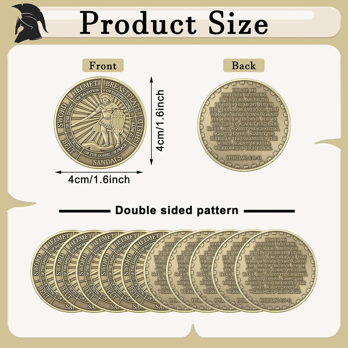 Nosiny 40 Christian challenge coins in gold zinc alloy with double sided print - view 9