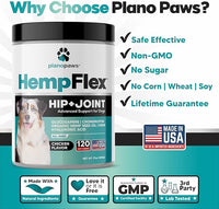 HempFlex - Glucosamine Chondroitin for Dogs - Hemp Oil for Dogs - Safe Dog Joint Supplement for All Breeds - 120 Mobility Hemp Dog Treats - Hip & Joint Support for Dogs - Joint Supplement for Dogs
