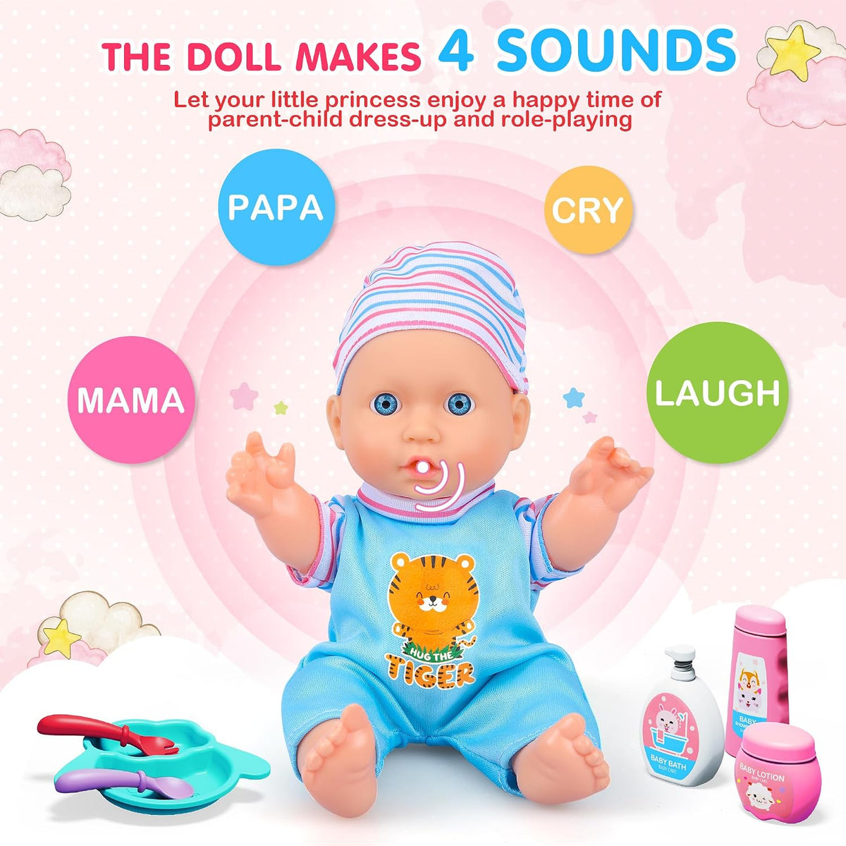 Baby Doll Toys Set, 24PCS Dolls Care Toy Playset for Girls 3-8 Pretend Play – Fun for Kids & Family - 29 Pcs - image 4
