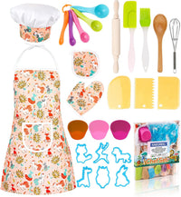 KAEGREEL Kids Baking Chef Set with Unicorn Apron and Mitt - 3 Animal Apron +6 Animal Model Cookie Cutters