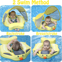 Mambobaby Float with Canopy, UPF 50+ Baby Swim Float – Fun for Kids & Family - Deluxe Yellow - image 3