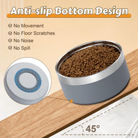 UPSKY 27oz Elevated Stainless Steel Dog Bowls Non-Slip Wooden Stand - Grey - image 3