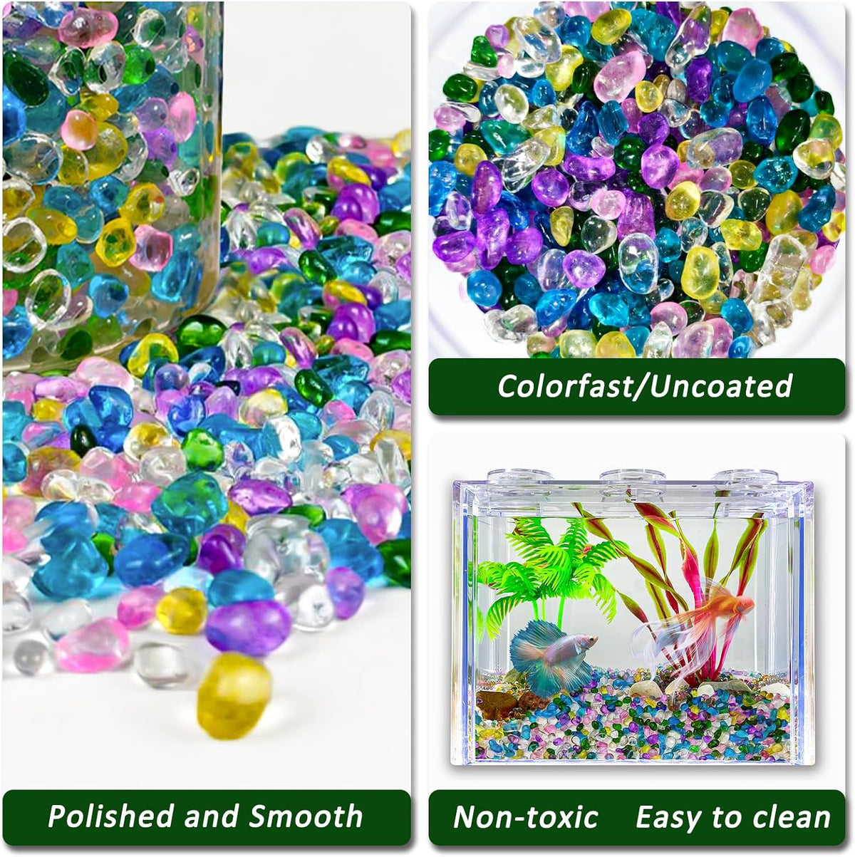BXI 2.2 Lbs Small Aquarium Substrate Gravel Sand - Multicolored Glass Sand / 2.2 lbs, 0.24''-0.40''(Medium) - image 3