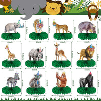 Yeaqee 12 safari animal honeycomb centerpieces with giraffe and monkey - view 4