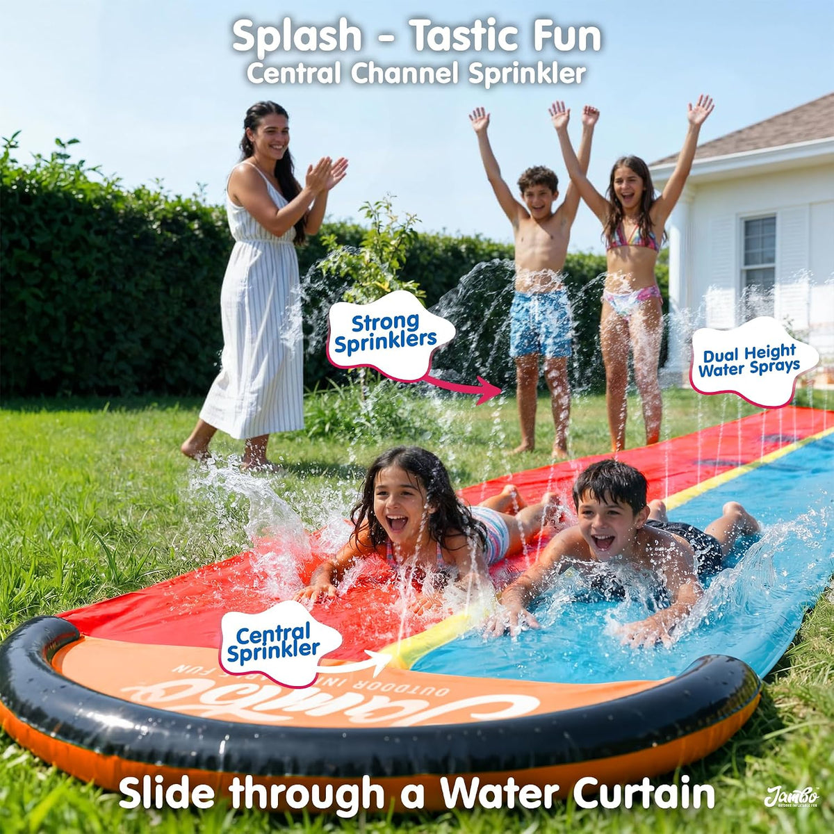 JAMBO Premium Triple Water Slide with 3 Bodyboards - 24ft Multicolor - image 4