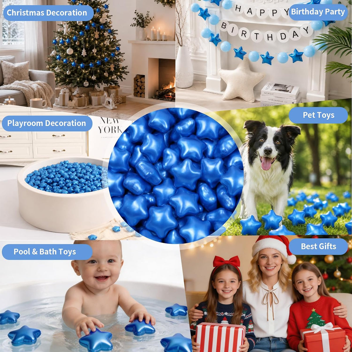 TRENDPLAY 100 star-shaped plastic ball pit balls in pearl gold with storage bag - view 9