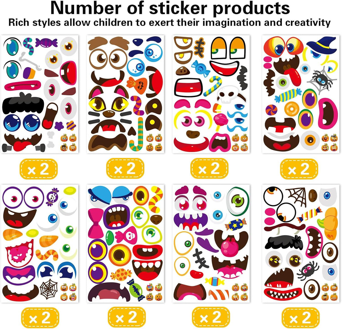 DUJAA large pumpkin face stickers with eyes, mouths and eyebrows for Halloween - view 6