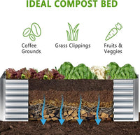 EKX 8x2x2FT Galvanized Raised Garden Bed, Raised Garden Bed Kit-Metal Planter Box Outdoor,Planting for Vegetables, Fruits,Herbs, Flowers-Slive