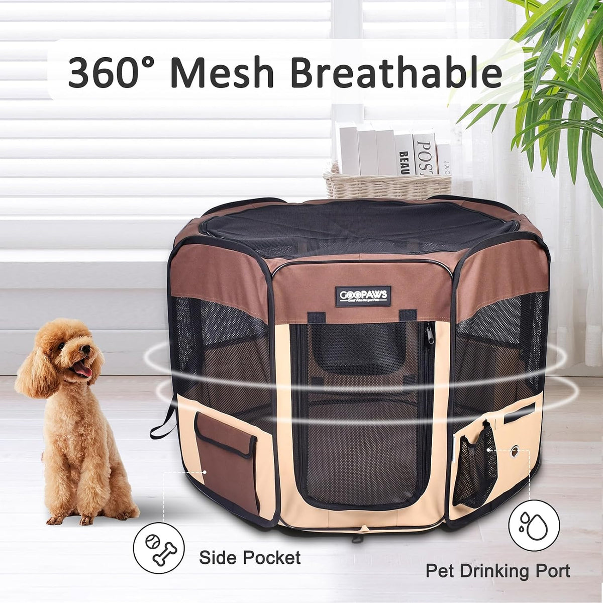 JESPET 61" Pet Dog Playpens - Brown / 36x36x24 Inch (Pack of 1) - image 4