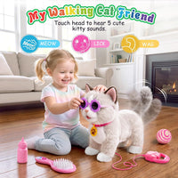 Ylpaprm interactive walking cat toy with leash and accessories, plush ragdoll kitten - view 4
